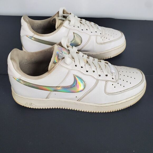 Nike Air Force 1 Low Shoes Womens Size 10 White Iridescent Swoosh CI1646-100 - Picture 10 of 10
